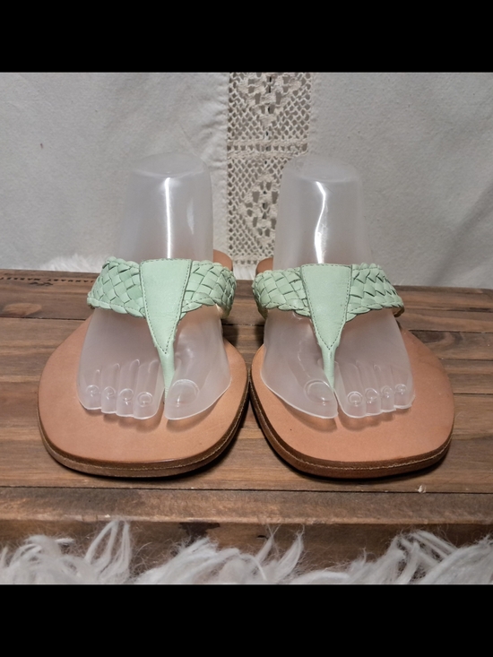 Rickard Shah Braided Leather Flip-Flop Sandals in Mint Size 9 main image 7
